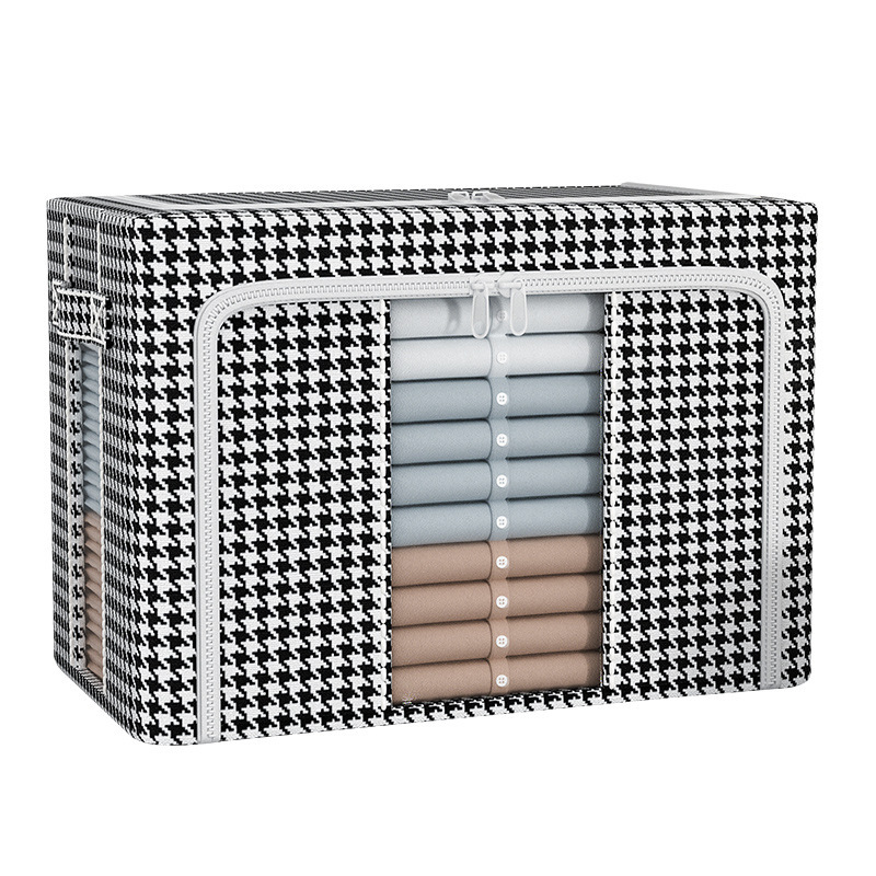 卓晨千鸟格被子收纳箱大容量防水防潮装衣服棉被搬家打包袋百纳箱白底实物图