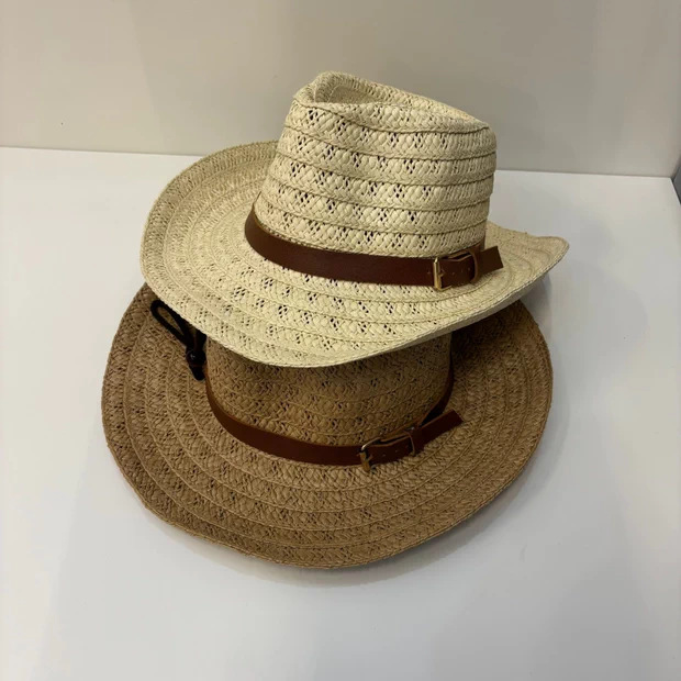Large-brimmed Lafite straw hat, women's summer sun protection hat, men's outdoor vacation Panama straw hat, hand-woven top hat