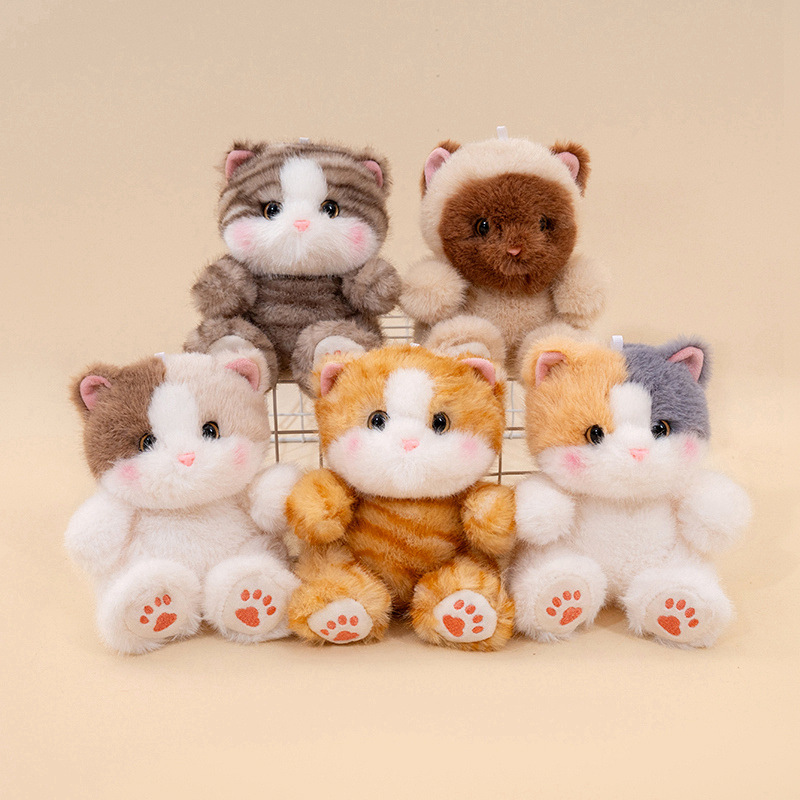 Cute and adorable golden gradient cat palm treasure, plush cat toy, learning set, Siamese cat office decoration