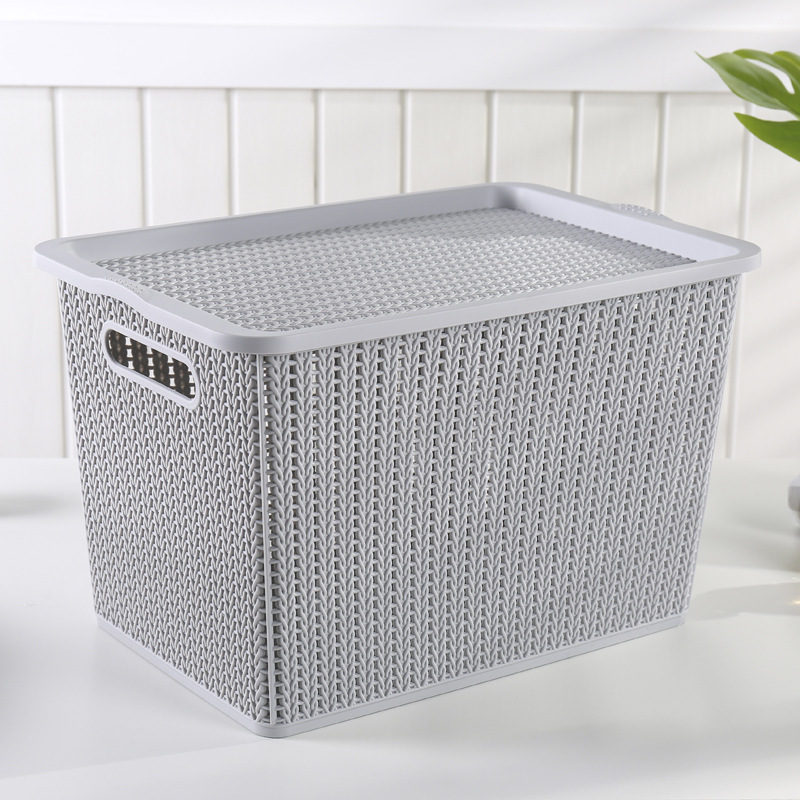 Home imitation rattan woven storage basket, thickened desktop sundries storage box, sundries underwear organization basket, toy storage basket