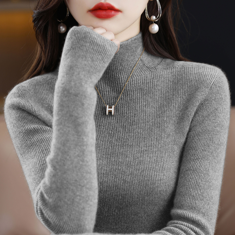 Semi-high-neck sweater for women's autumn and winter 2025 new style, fitted knitted long-sleeved innerwear as a base layer Application Scenario