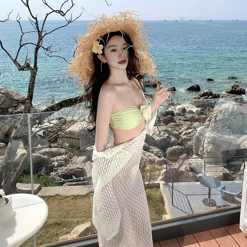 New Thai swimsuit, smock, long dress, sexy bikini, three-piece set, high-end vacation swimsuit for women 125092 Specification image