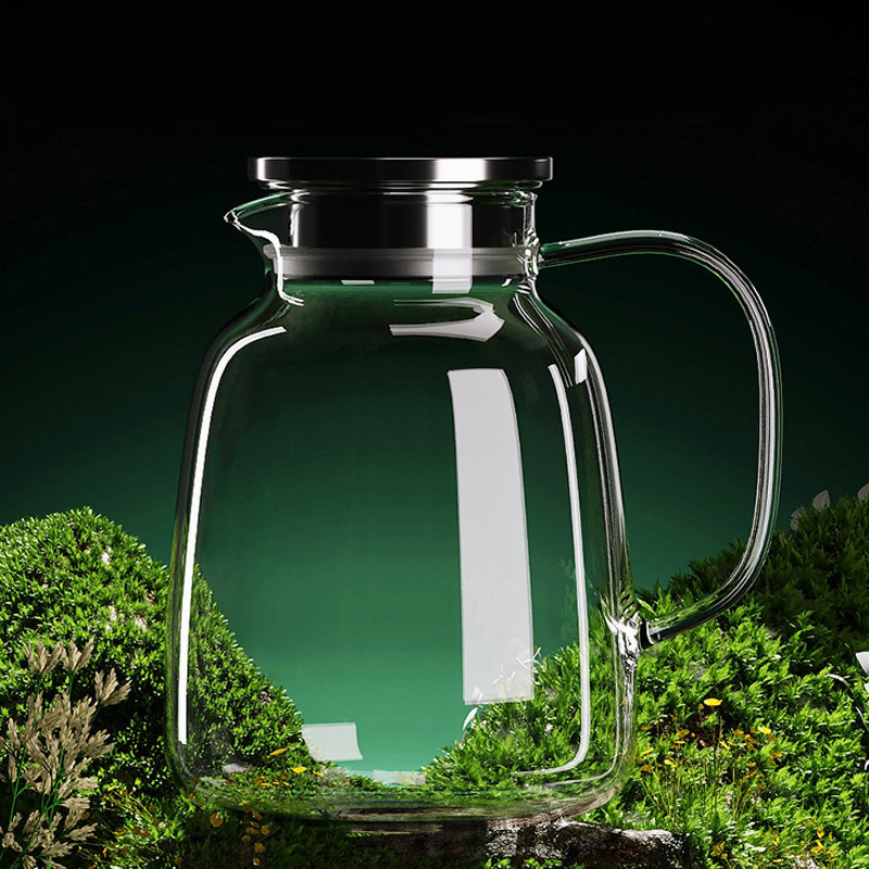 Large-capacity heat-resistant high borosilicate glass water bottle, high-temperature resistant household cold water cup, teapot, boiling water bottle, cold water bottle Specification image