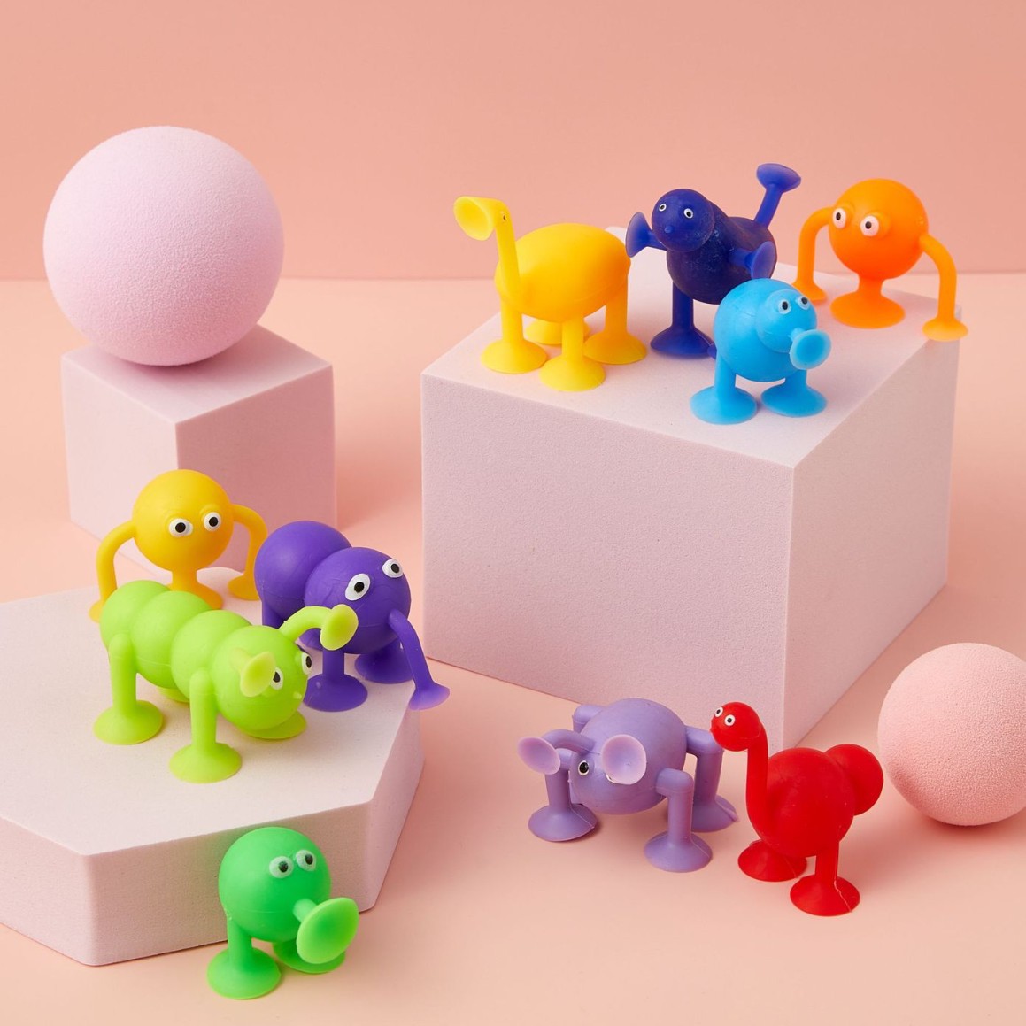 热销新款卡通吸盘动物公仔玩具吸吸粘粘乐洗澡坐车过家家玩具