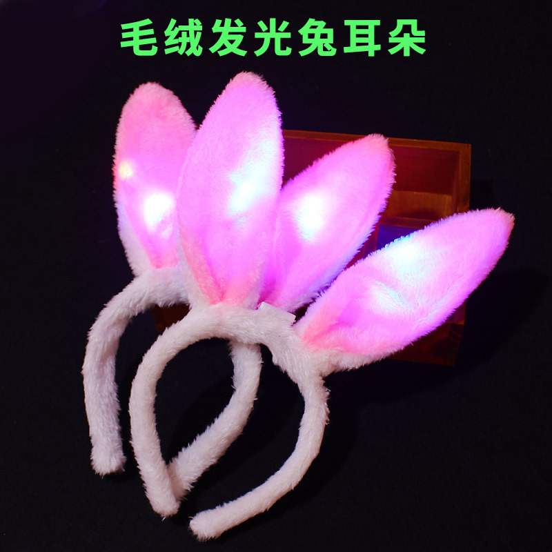 Plush luminous rabbit ears, glitter sequins, rabbit ear headbands, concert and evening party children's toys manufacturer wholesale details Picture