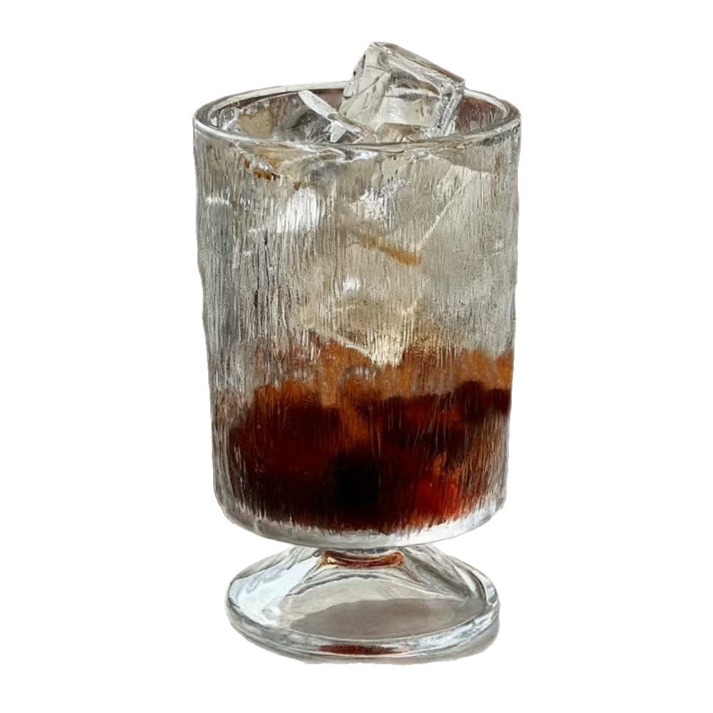 Niche retro low-stemmed cups, slightly tipsy wine glasses, Ins-style glass cups, juice cups, iced Americano cups, cocktail cups Item Picture