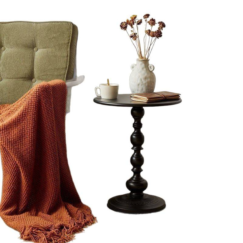 Light luxury sofa side table, living room small coffee table side table, retro corner table, iron headboard for storage, small round table on the balcony Item Picture