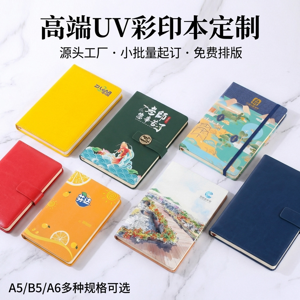 肤感软皮面uv彩印本小批量定制logo羊巴皮笔记本定做pu商务记事本