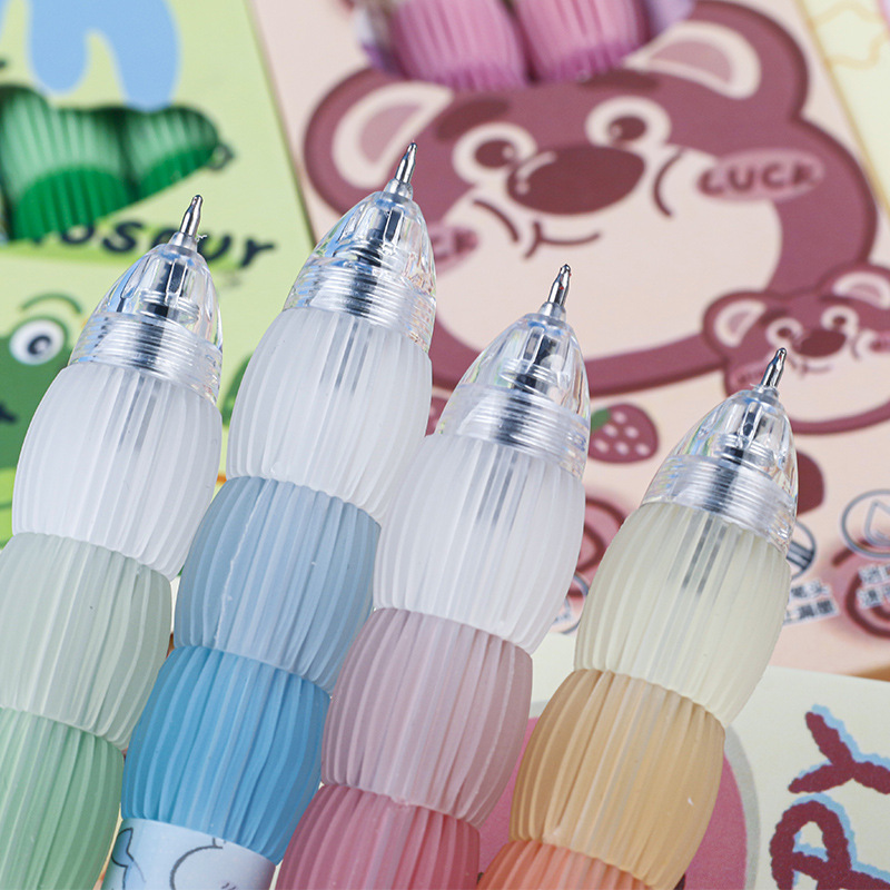 The new Lupi gradient color cover ST head cartoon high appearance level student press gel pen quick drying smooth practice pen Application Scenario