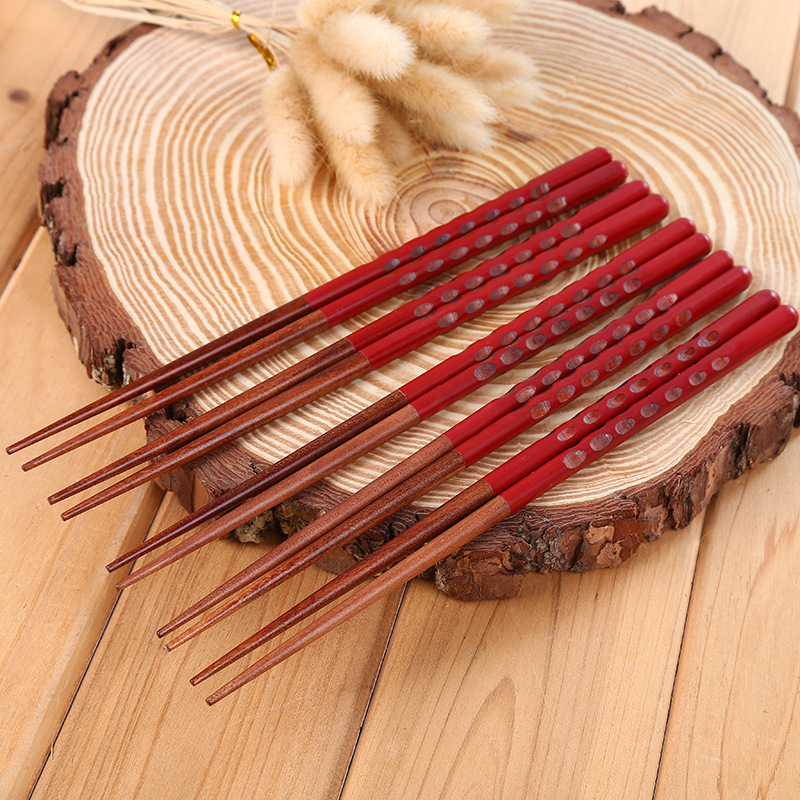 Factory wholesale, one person, one chopstick, Japanese-style threaded wooden chopsticks, household nanmu tableware, bamboo and wood gifts, solid wood chopsticks gifts