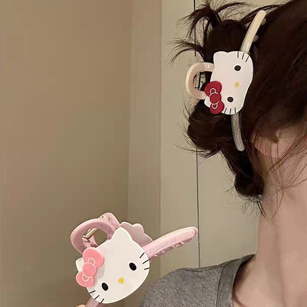 2025 New Kitty cat cute and sweet grabber for women, a niche and high-end look, shark hairpin at the back of the head