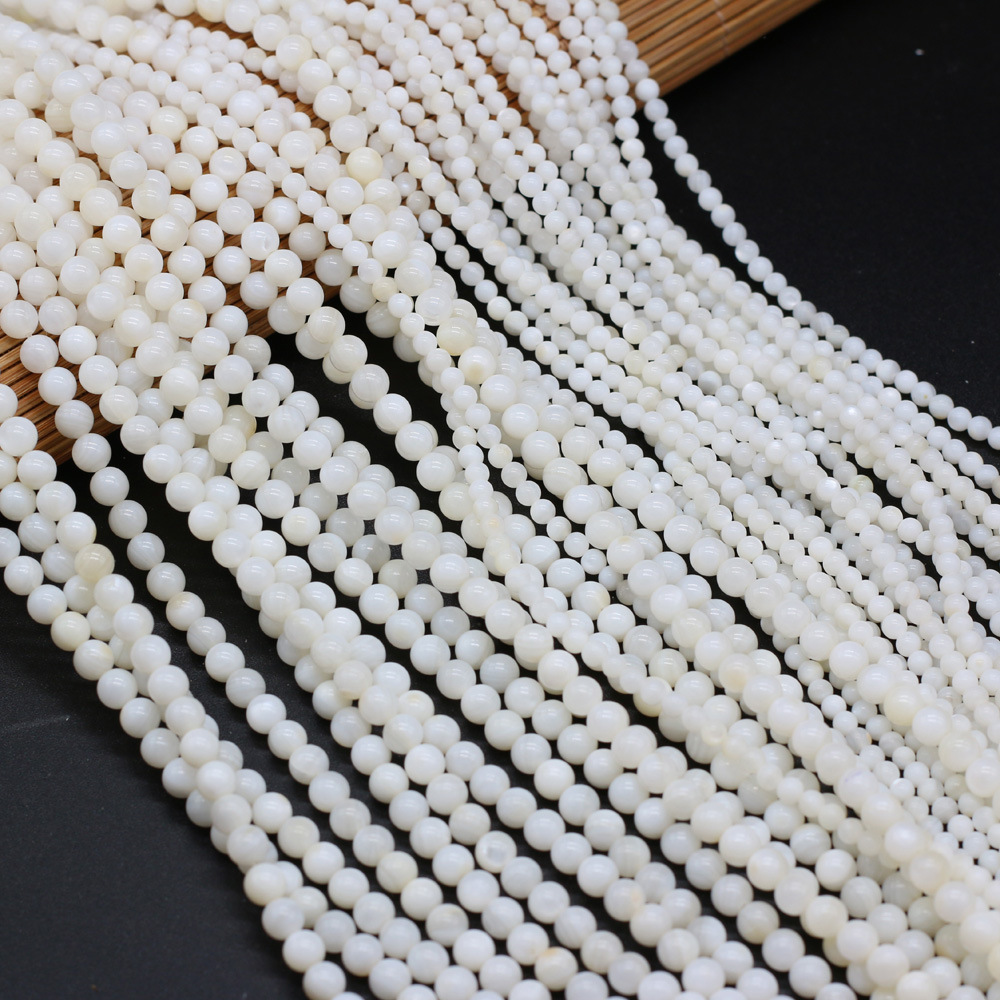Exquisite natural freshwater round white shell beaded DIY jewelry accessories, handcrafted semi-finished jewelry production and wholesale