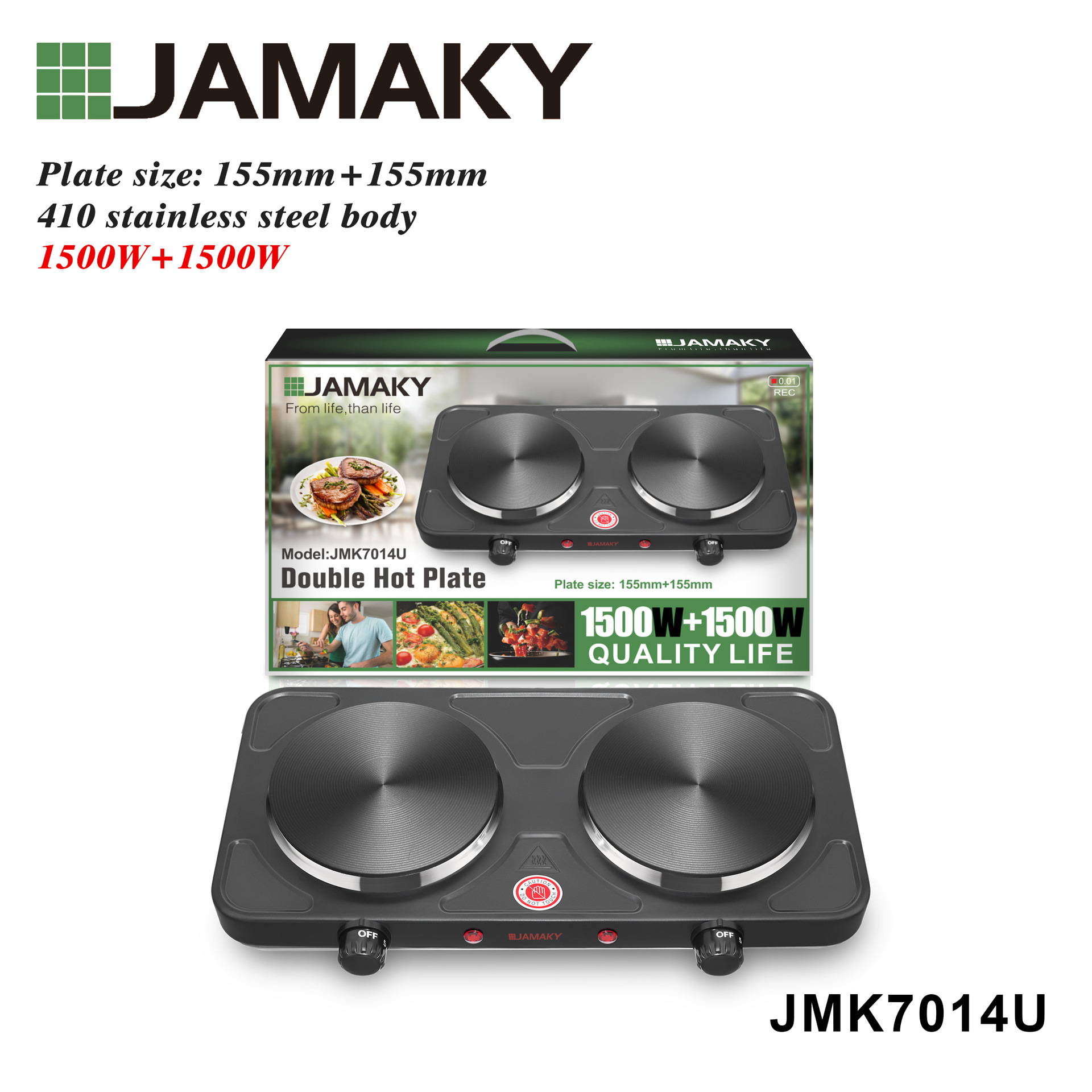 JAMAKY 厨房大功率电炉家用烧水炒菜恒温调控双头电热炉多功能JMK7014U图