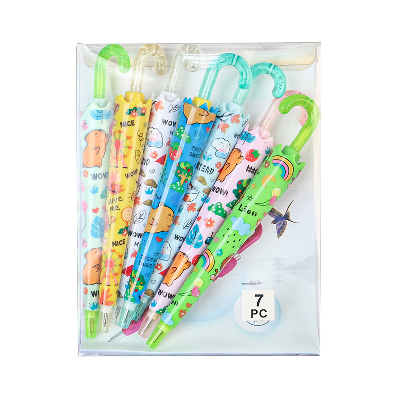 Creative umbrella, fresh and cute cartoon transparent gel pen, high personality, high appearance level, student stationery, problem-solving signature pen Item Picture
