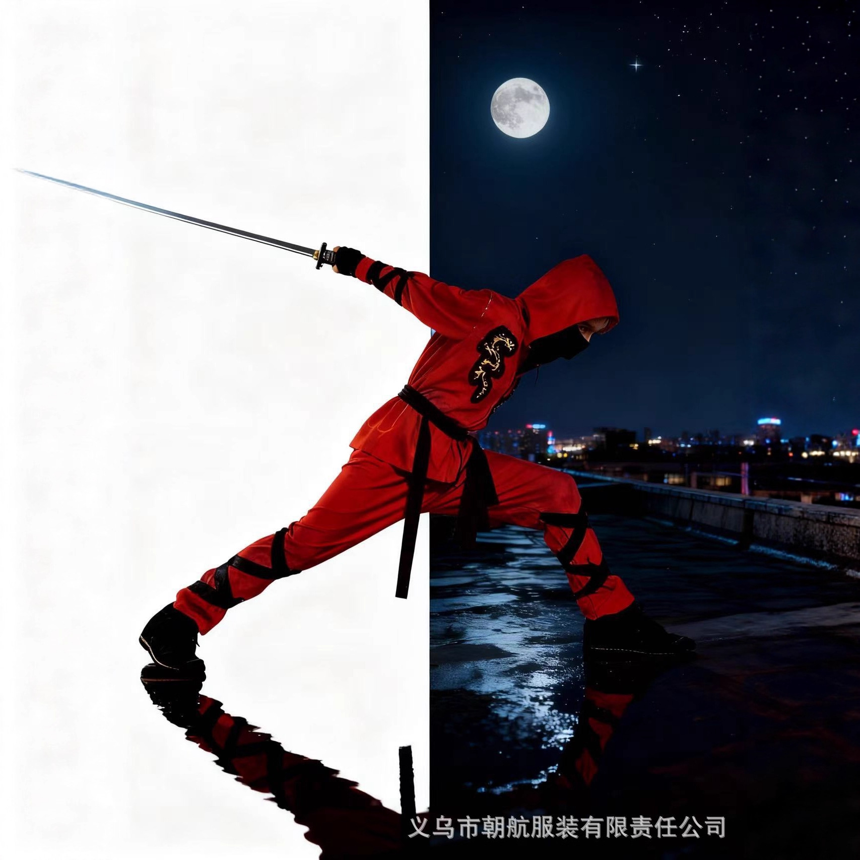 万圣节儿童忍者扮演服装Ninja日本忍者红色铠甲龙服刺客套装产品图
