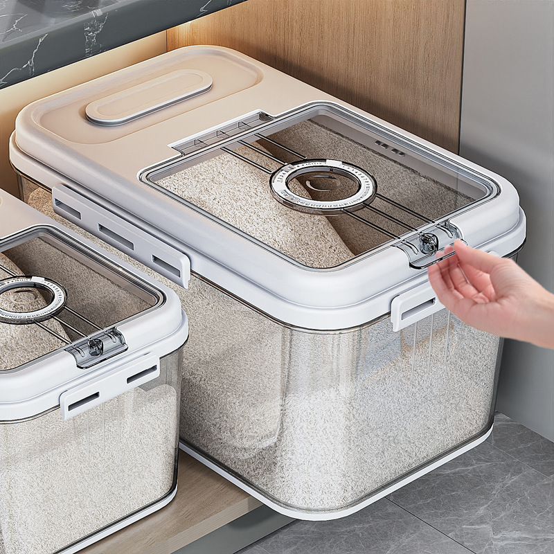 Household 20-jin high-end insect-proof and moisture-proof sealed storage tank for rice, rice storage box, rice and flour container, rice VAT, rice box details Picture