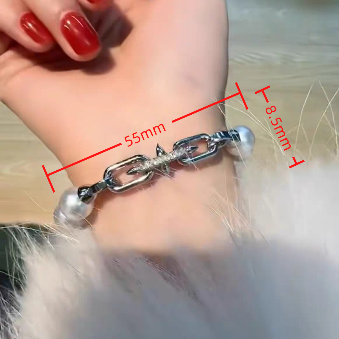 Pearl necklace, four-pointed star, bullet chain buckle, handcrafted end connection buckle, mother-and-child buckle, sweater chain diy accessories details Picture