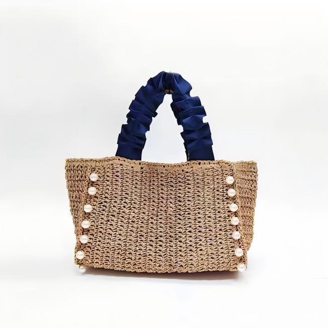 Bolso de paja transfronterizo bolso de paja de mano perla bolso de paja de mano tejido a mano bolso lánguido bolso de mujer bolso de playa de viento vacacional bolso casual tote bolso de paja hecho a mano Application Scenario