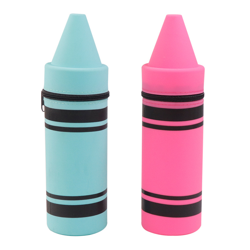New silicone crayon pencil case, large-capacity portable folding anti-drop pen holder, primary school stationery storage bag Item Picture