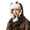 Cute little bear ear plush leather Lei Feng hat for women, winter with thickened fleece, windproof ear-protecting and warm hat, Northeast Item Picture