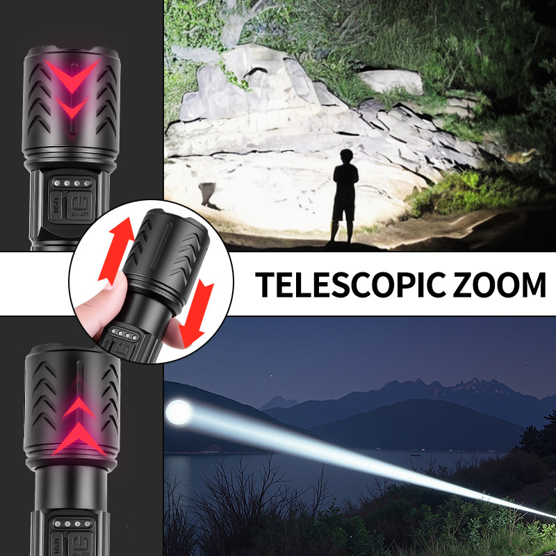 Cross-border new product: White laser LED high-intensity flashlight with fluorescent tail rope TYPE-CUSB outdoor portable flashlight Application Scenario