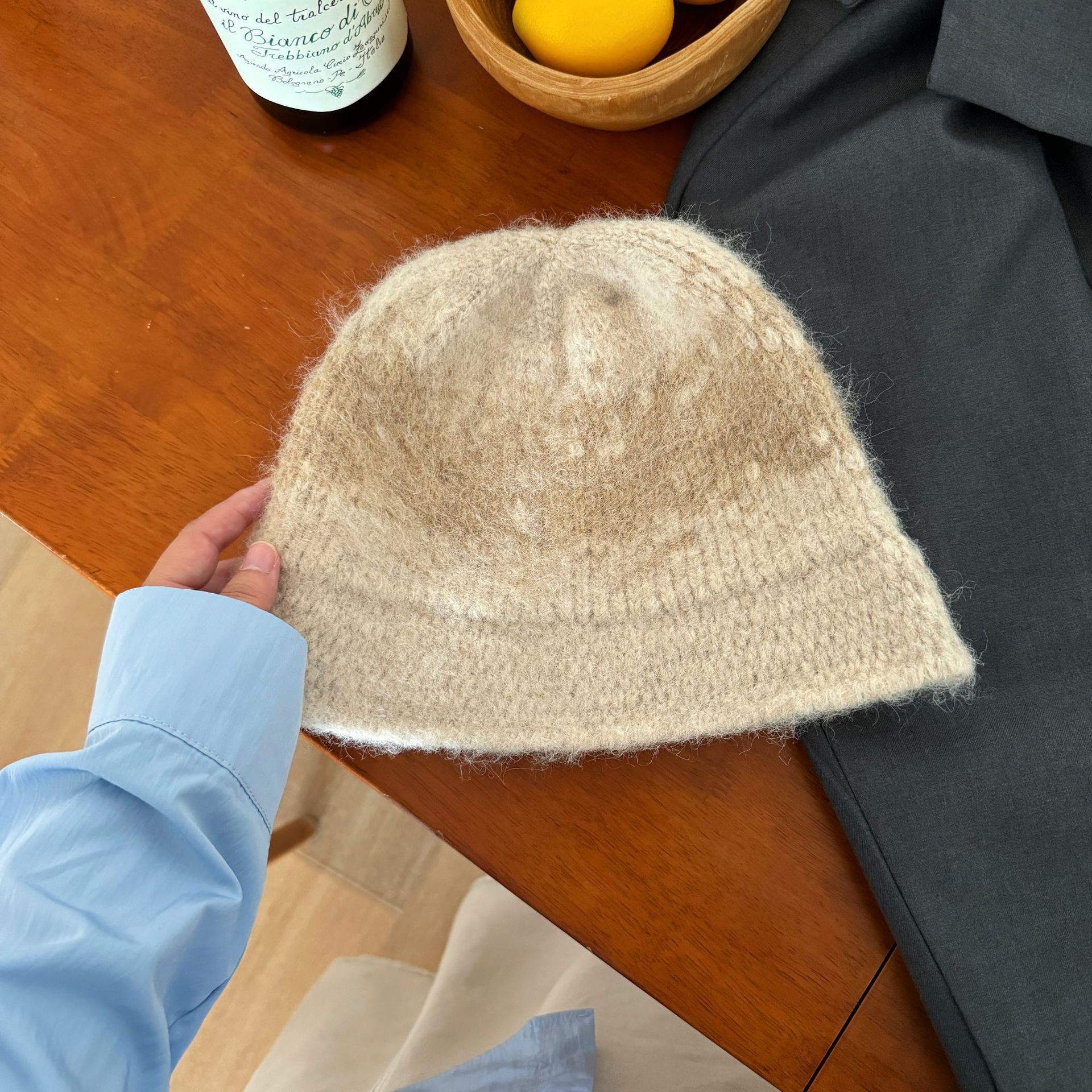 A Japanese-style retro knitted woolen hat for warmth in spring, autumn and winter, a fisherman's hat that can show off your face without makeup, a versatile fisherman's hat Specification image