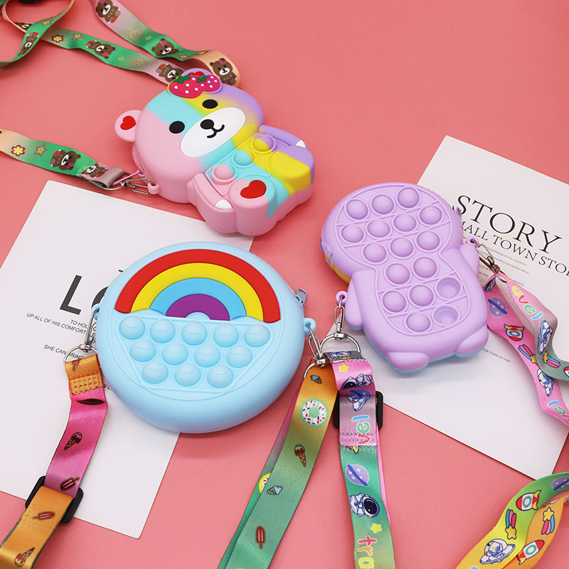 Rat Killer Pioneer Silicone Cartoon Press crossbody Bag, Unicorn Children's single-shoulder bag, Girls' crossbody small square bag wholesale Specification image