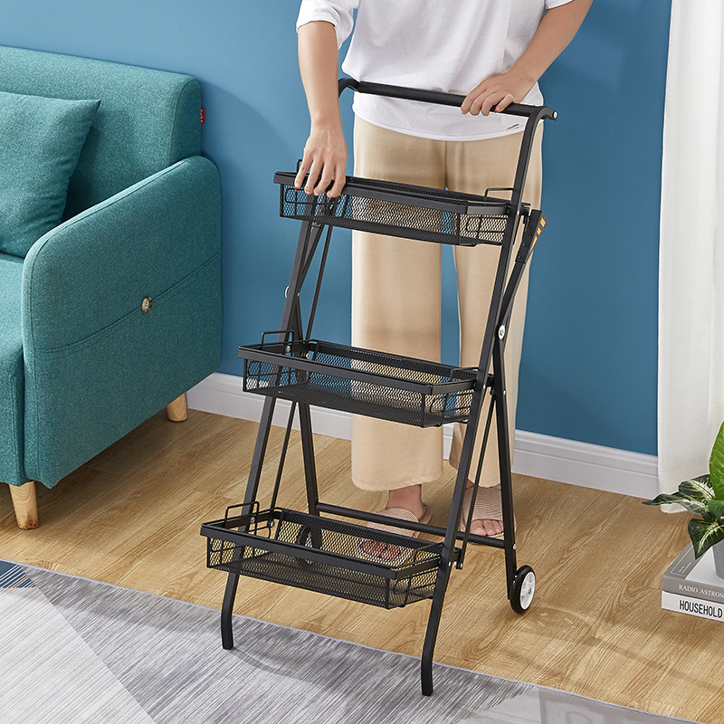 Storage rack, movable and extendable trolley, kitchen organizing, no installation required, storage rack, cross-border Amazon Application Scenario