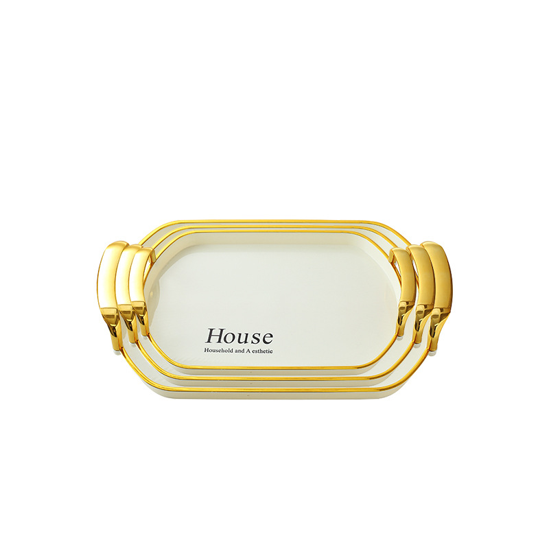 玻璃镜面金属托盘/贝壳托盘/托盘/玻璃托盘/玉石白底实物图