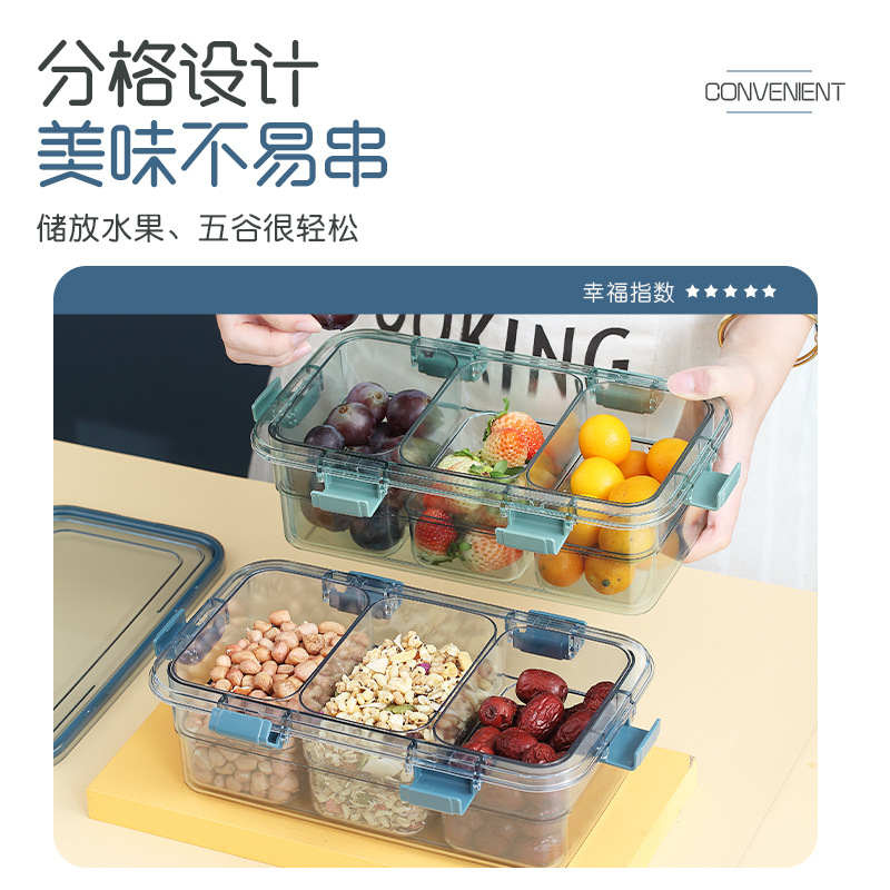 Blue-framed transparent compartments PVC vacuum-formed cylindrical storage and preservation box details Picture