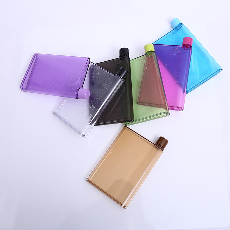 Creative and personalized A6 water cup, A5 water cup, paper cup, plastic cup, transparent and simple Memo, leak-proof flat plastic water bottle Application Scenario