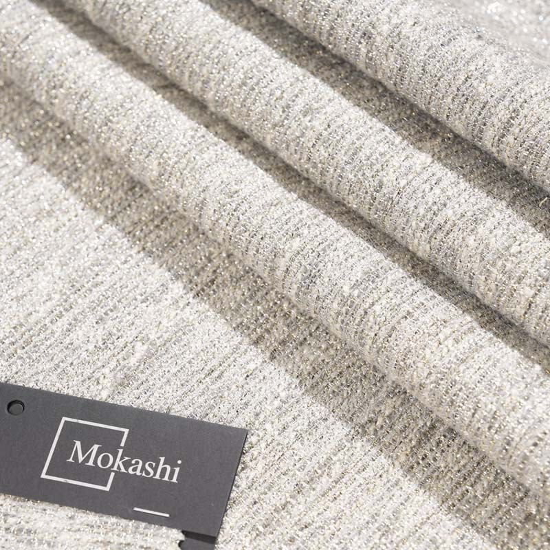 Mokaishi tweed fabric, a high-end silver-gray suit jacket, accessories, bags, DIY fabric Item Picture