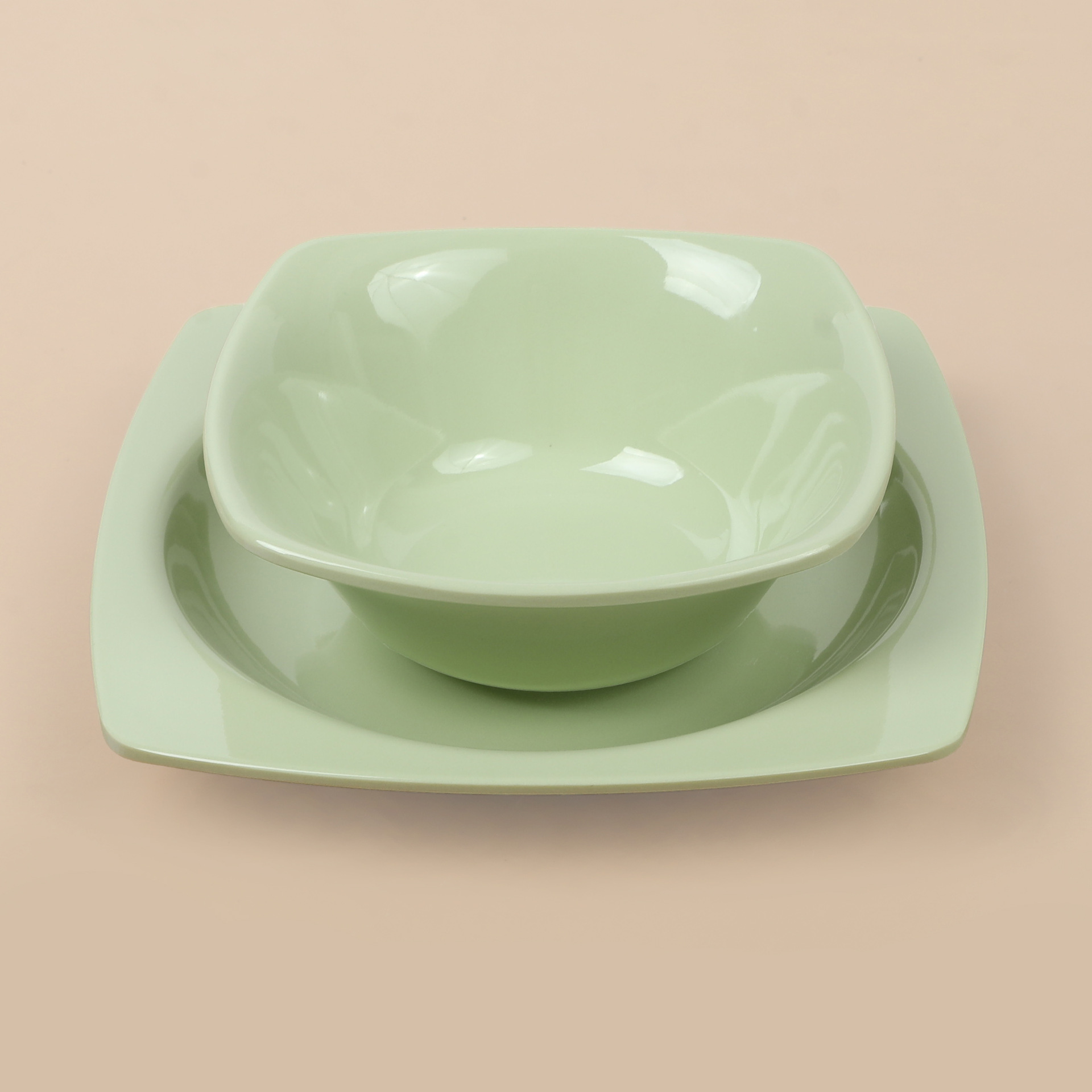 Melamine tableware for foreign trade, small bowls, imitation porcelain small soup bowls, rice bowls, plastic buffet seasoning bowls, water cups and spoons full figure