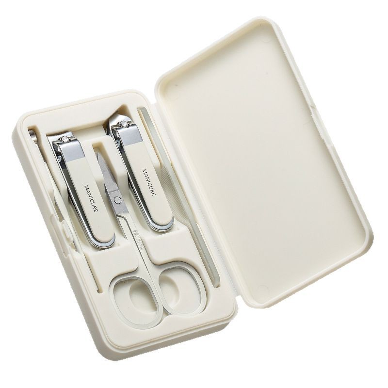 新款高颜值高质量修甲刀美甲工具不锈钢指甲刀套装家用简约指甲钳                              白底实物图