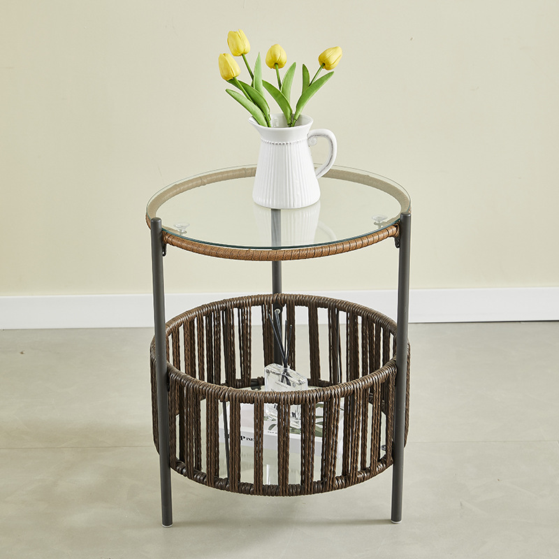 Outdoor table and chair, popular balcony rattan chair coffee table three-piece set, courtyard garden leisure rattan chair three-piece set, waterproof and sun-proof details Picture