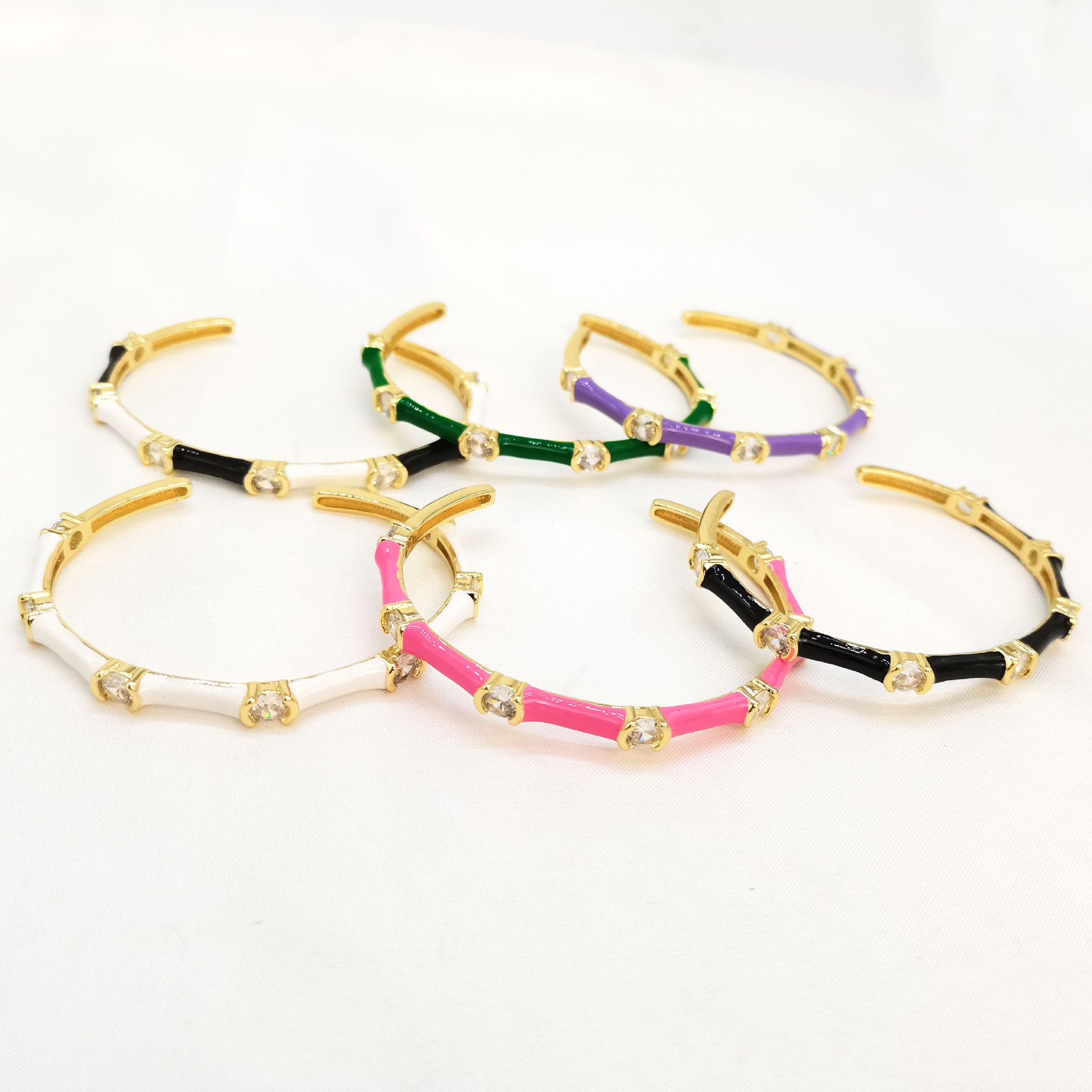 European and American cross-border jewelry, multi-color oil-dripping joint bracelet, women's fashion INS bracelet, retro set bracelet Specification drawing
