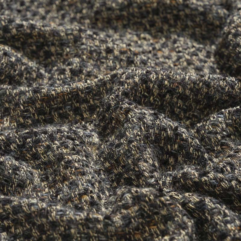 Mokas wool blend chanel-style fabric for autumn and winter, dark-colored outerwear, shoes, hats, bags, pants and skirts, tweed fashion fabric Item Picture