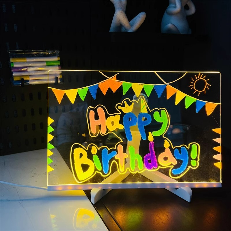 Children's diy illuminated drawing boards, acrylic transparent writing boards, message boards can be illuminated for drawing, writing, and setting up stalls for display Specification drawing