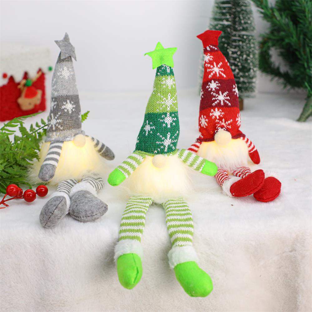 Decoraciones navideñas feliz navidad cross-border navidad enano muñeca glow tejido piernas largas piernas cortas sin cara pants rojo verde gris modelos en stock Specification image