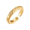 Retro court-style gold brushed petal open ring, copper alloy real gold electroplated with zircon adjustable ring Item Picture