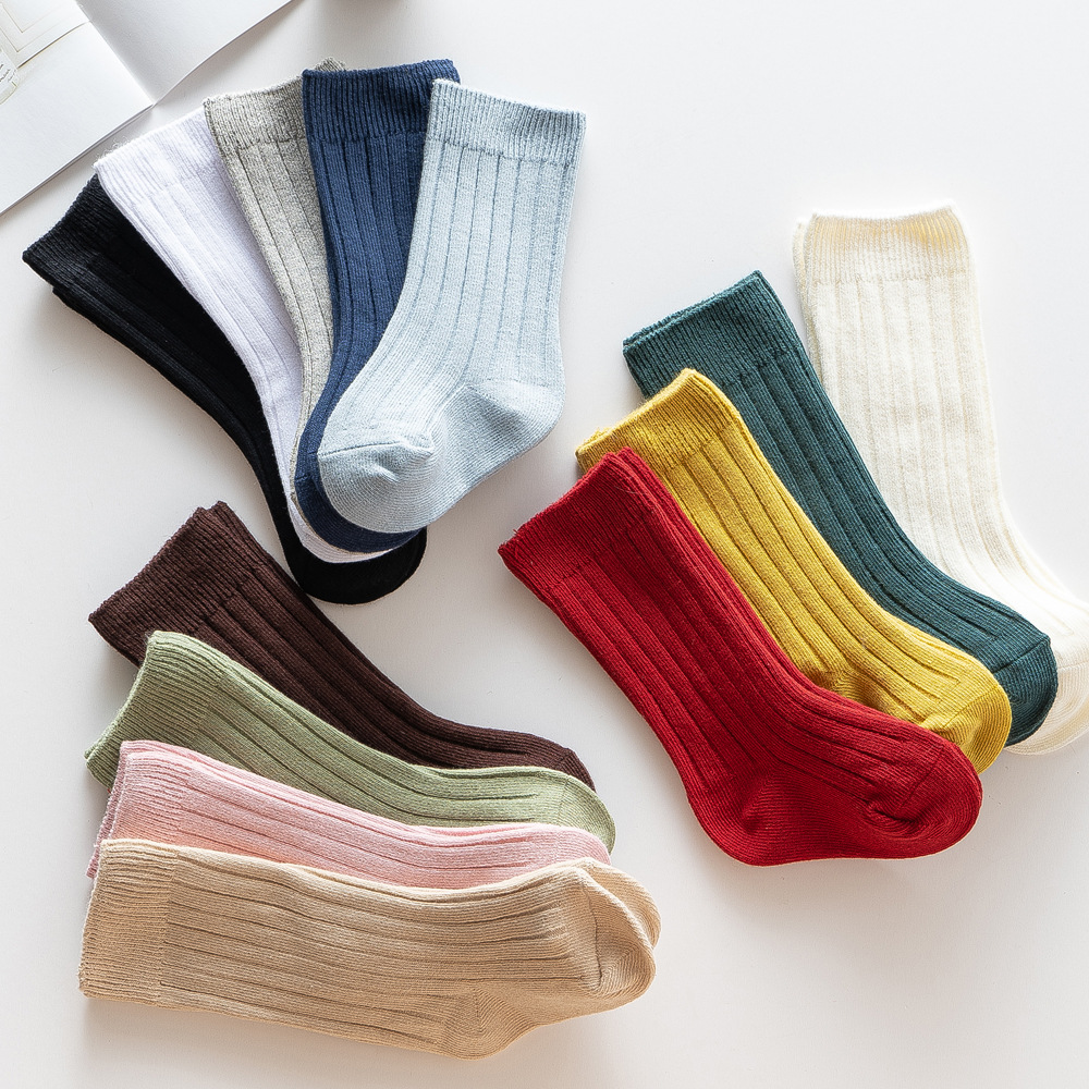 New double-needle pit strip baby knee-length mid-calf socks, 13-color loose-fitting children's socks for autumn and winter 2025 Specification image