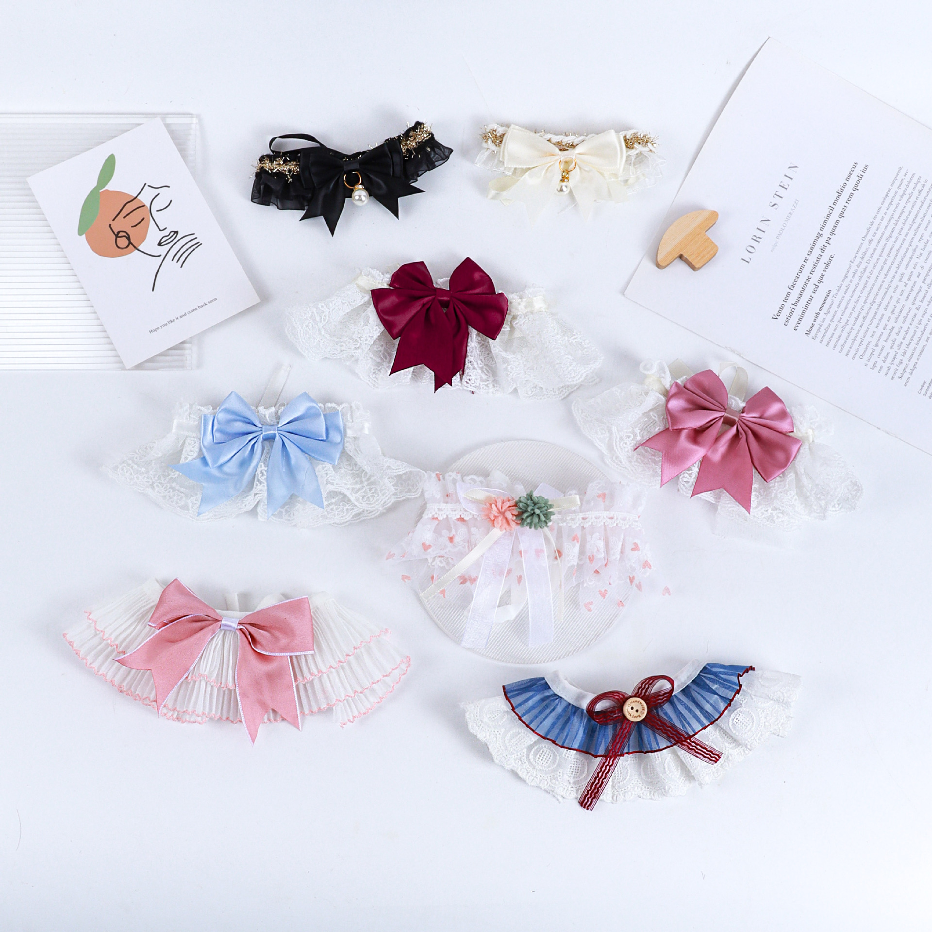 宠物项圈猫咪口水巾狗狗爱心蕾丝围脖蝴蝶结花朵珍珠宠物口水巾产品图