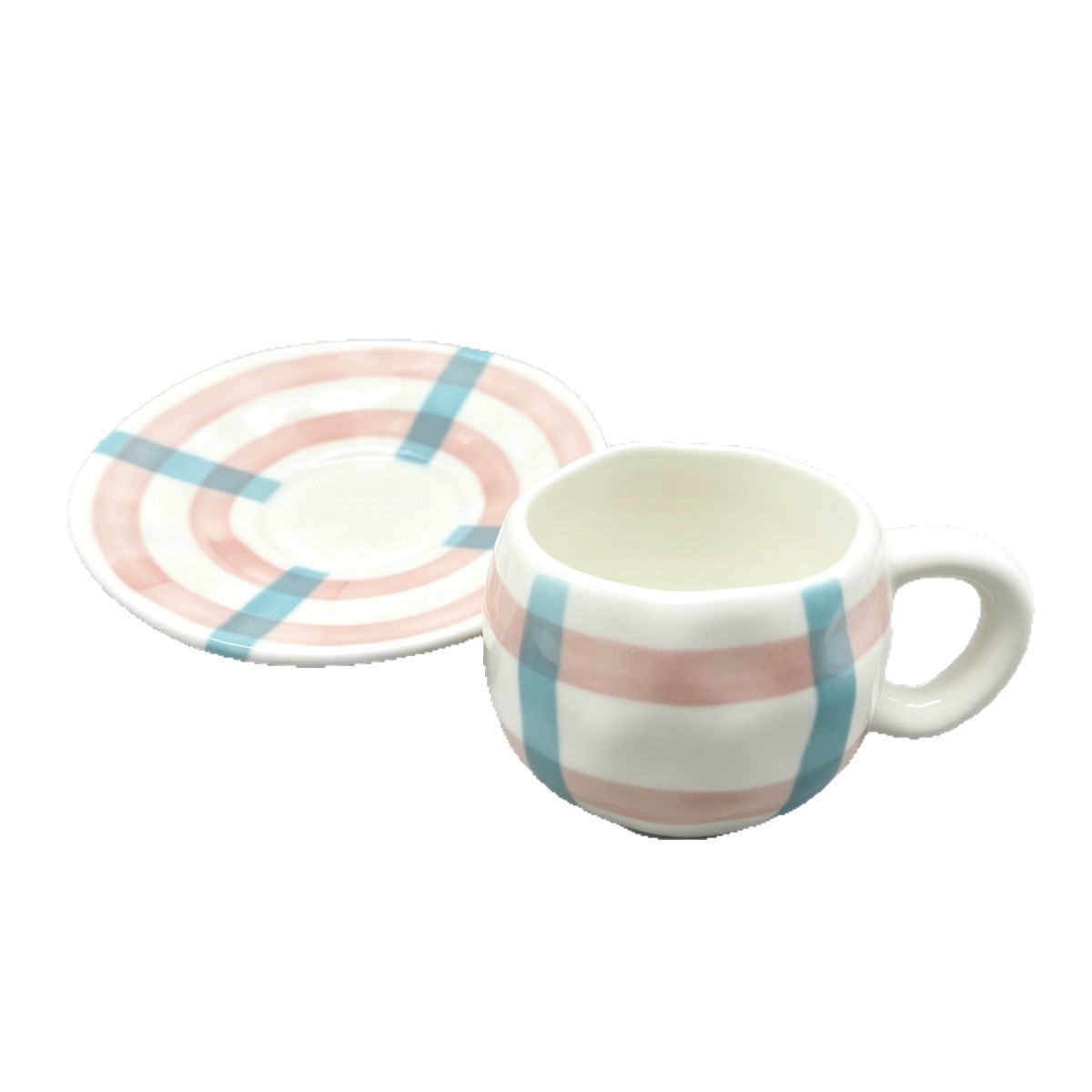 Francés ins viento lindo cerámica taza de café ola lado largo plato plato de frutas combinado b&b café comercial entero Item Picture
