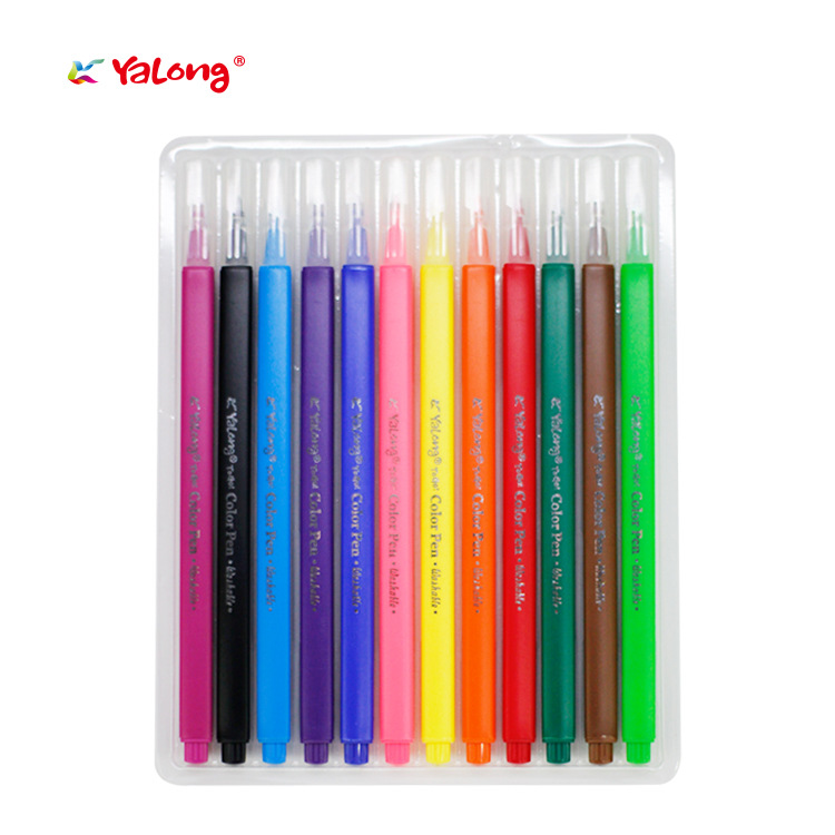 Yalong wholesale watercolor pens with fine tips and 12-color painting tools for children Item Picture