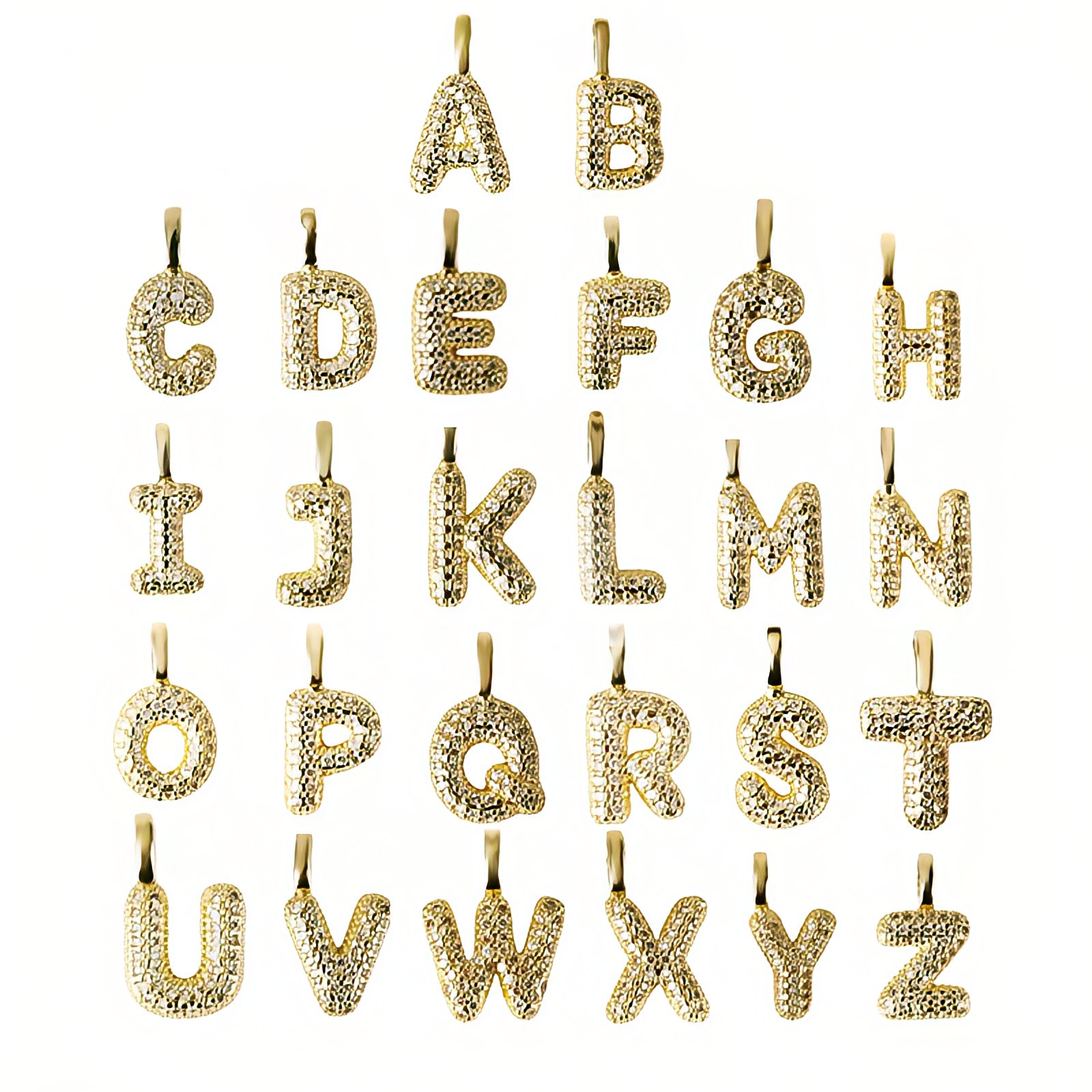 Honglu Cross-border's new fashionable and versatile balloon bubble letter pendant, a hip-hop accessory featuring 26 English letters details Picture