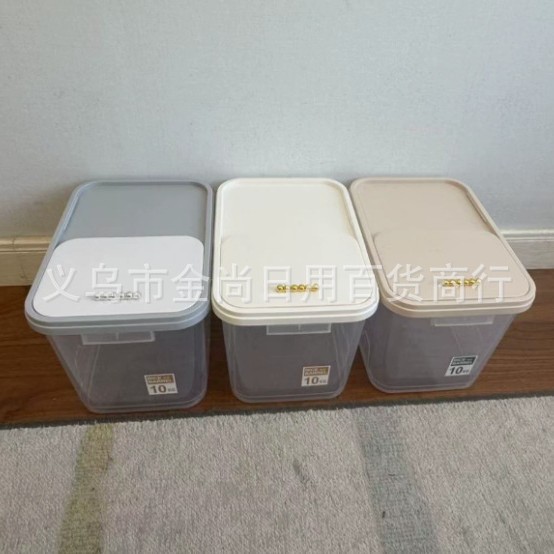 High-quality appearance level solid color transparent rice bucket, 10-jin food-grade rice storage container, flour storage sealed rice jar, household details Picture