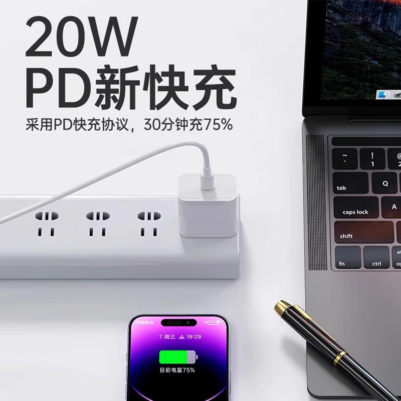 The PD20W fast charging kit is suitable for iPhone, Apple phone and iPad chargers with a flash charging data cable of 5V/3A details Picture
