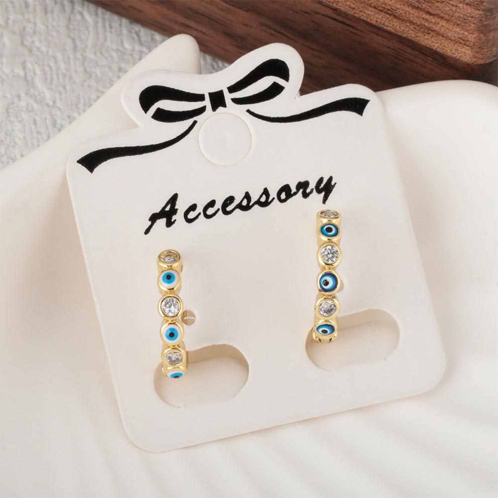The Devil's Eye micro-inlaid zircon exquisite retro and simple earrings and earrings are selling well on Instagram by European and American Internet celebrities details Picture