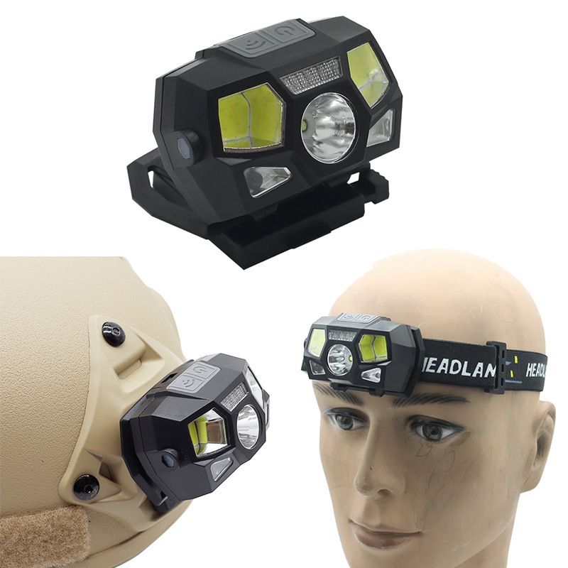 头灯/头灯钓鱼灯/头灯可以换电池/头戴式户外灯/康铭头灯白底实物图