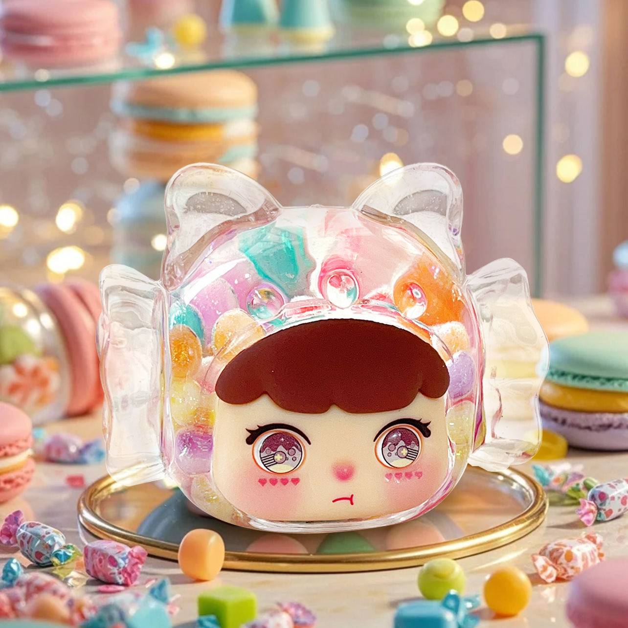 【现货工厂】亚克力原创糖果女孩多色入油流沙摆件办公室桌面装饰